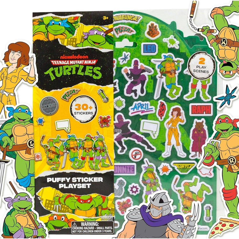 Nickelodeon TMNT Puffy Sticker Playset Kids OS Green New 30+ Reusable Stickers
